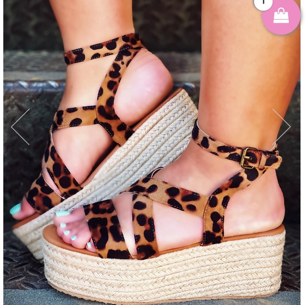 Cheetah platform sandals